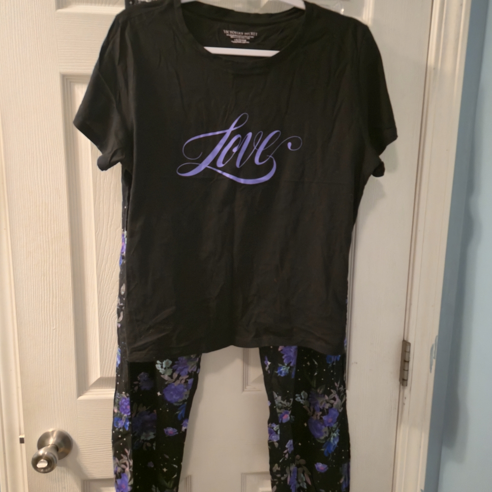 Victoria's Secret Black and Purple Pajama Set